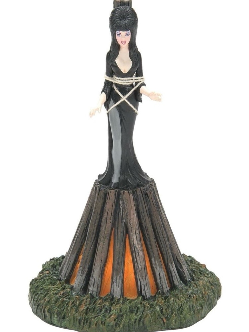 Department 56 Black and Green Elvira-Style Witch Statue At The Stake NIB